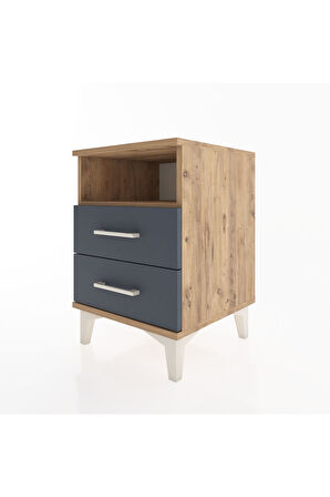 Hyperion Komodin Tek Raflı 2 Çekmeceli 44x44x64 Çam-Antrasit