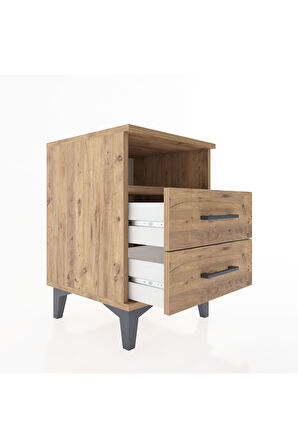 Hyperion Komodin Tek Raflı 2 Çekmeceli 44x44x64 Çam-Çam