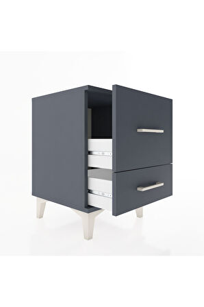 Hyperion Komodin 2 Çekmeceli 44x44x64 Antrasit-Antrasit