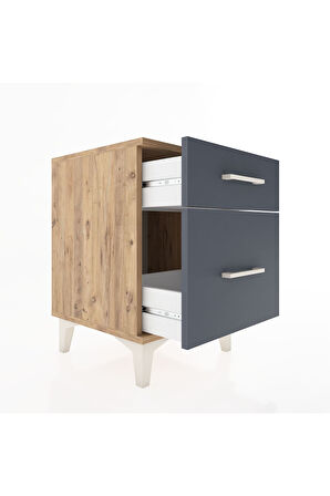 Hyperion Komodin 2 Çekmeceli 44x44x64 Çam-Antrasit
