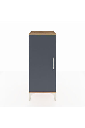 Hyperion Komodin Tek Raflı Tek Kapaklı 44x44x106 Çam-Antrasit