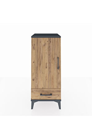 Hyperion Komodin 2 Raflı Tek Çekmeceli Tek Kapaklı 44x44x106 Antrasit-Çam