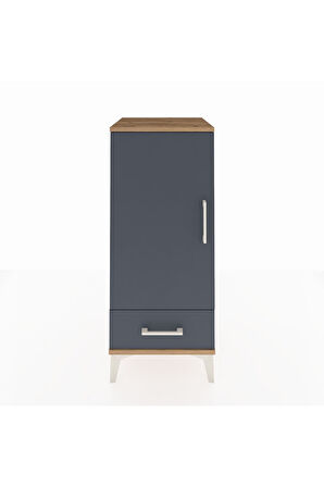 Hyperion Komodin 2 Raflı Tek Çekmeceli Tek Kapaklı 44x44x106 Çam-Antrasit