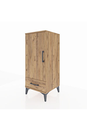 Hyperion Komodin 2 Raflı Tek Çekmeceli Tek Kapaklı 44x44x106 Çam-Çam