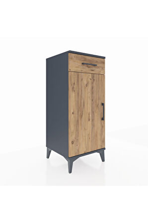 Hyperion Komodin Tek Raflı Tek Çekmeceli Tek Kapaklı 44x44x106 Antrasit-Çam