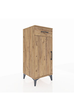 Hyperion Komodin Tek Raflı Tek Çekmeceli Tek Kapaklı 44x44x106 Çam-Çam