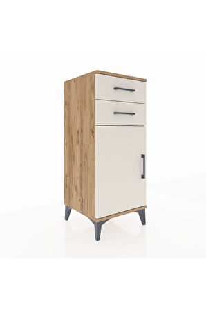 Hyperion Komodin Tek Raflı 2 Çekmeceli Tek Kapaklı 44x44x106 Çam-Aytaşı