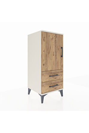 Hyperion Komodin 2 Raflı 2 Çekmeceli Tek Kapaklı 44x44x106 Aytaşı-Çam