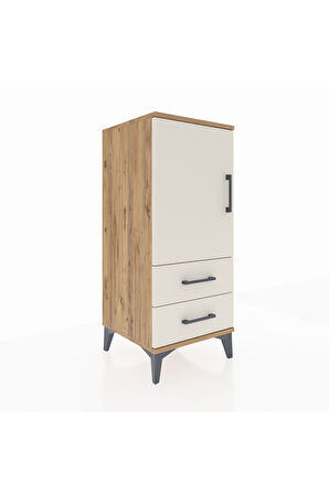 Hyperion Komodin 2 Raflı 2 Çekmeceli Tek Kapaklı 44x44x106 Çam-Aytaşı