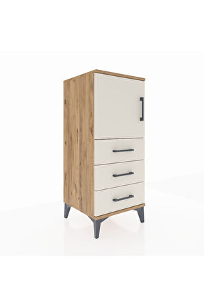 Hyperion Komodin 2 Raflı 3 Çekmeceli Tek Kapaklı 44x44x106 Çam-Aytaşı