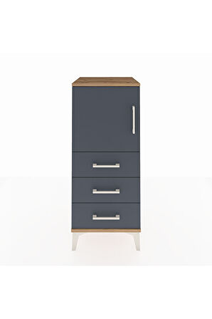 Hyperion Komodin 2 Raflı 3 Çekmeceli Tek Kapaklı 44x44x106 Çam-Antrasit