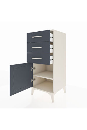 Hyperion Komodin Tek Raflı 3 Çekmeceli Tek Kapaklı 44x44x106 Aytaşı-Antrasit