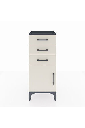 Hyperion Komodin Tek Raflı 3 Çekmeceli Tek Kapaklı 44x44x106 Antrasit-Aytaşı