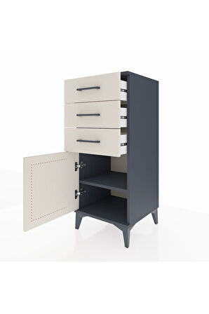 Hyperion Komodin Tek Raflı 3 Çekmeceli Tek Kapaklı 44x44x106 Antrasit-Aytaşı