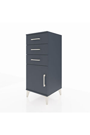 Hyperion Komodin Tek Raflı 3 Çekmeceli Tek Kapaklı 44x44x106 Antrasit-Antrasit