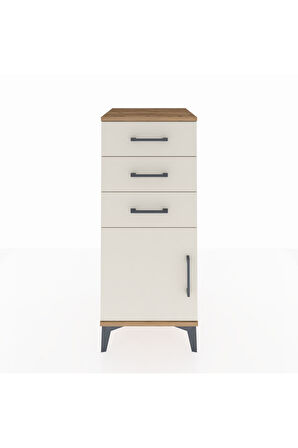 Hyperion Komodin Tek Raflı 3 Çekmeceli Tek Kapaklı 44x44x106 Çam-Aytaşı