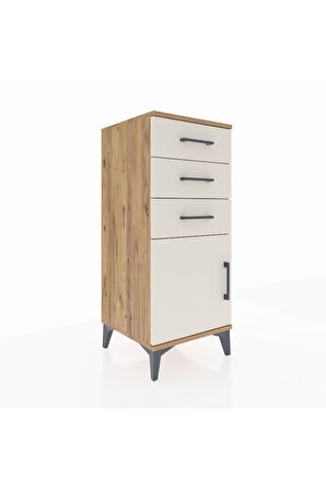 Hyperion Komodin Tek Raflı 3 Çekmeceli Tek Kapaklı 44x44x106 Çam-Aytaşı