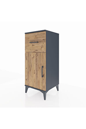 Hyperion Komodin Tek Raflı Tek Çekmeceli Tek Kapaklı 44x44x106 Antrasit-Çam