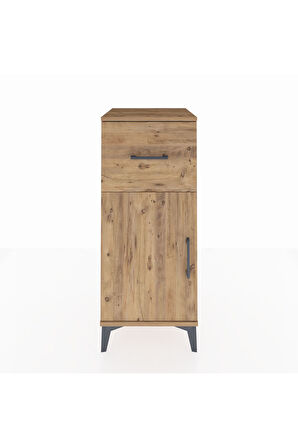 Hyperion Komodin Tek Raflı Tek Çekmeceli Tek Kapaklı 44x44x106 Çam-Çam