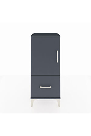 Hyperion Komodin 2 Raflı Tek Çekmeceli Tek Kapaklı 44x44x106 Antrasit-Antrasit