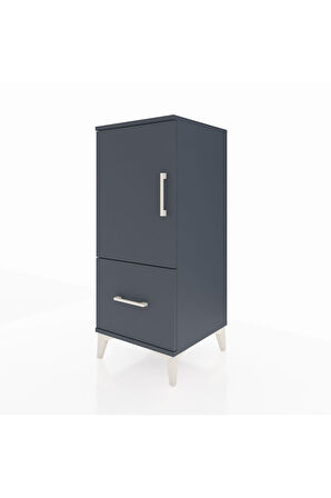 Hyperion Komodin 2 Raflı Tek Çekmeceli Tek Kapaklı 44x44x106 Antrasit-Antrasit