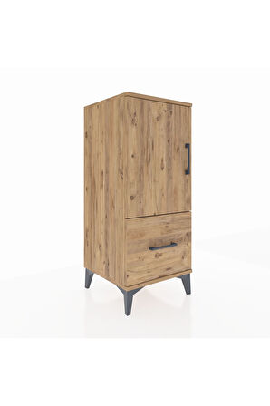 Hyperion Komodin 2 Raflı Tek Çekmeceli Tek Kapaklı 44x44x106 Çam-Çam