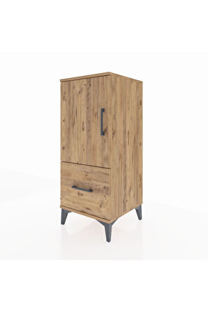 Hyperion Komodin 2 Raflı Tek Çekmeceli Tek Kapaklı 44x44x106 Çam-Çam