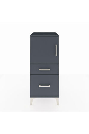 Hyperion Komodin 2 Raflı 2 Çekmeceli Tek Kapaklı 44x44x106 Antrasit-Antrasit