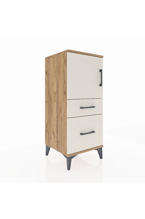 Hyperion Komodin 2 Raflı 2 Çekmeceli Tek Kapaklı 44x44x106 Çam-Aytaşı