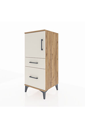 Hyperion Komodin 2 Raflı 2 Çekmeceli Tek Kapaklı 44x44x106 Çam-Aytaşı