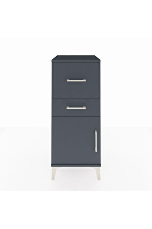 Hyperion Komodin 2 Çekmeceli Tek Kapaklı 44x44x106 Antrasit-Antrasit