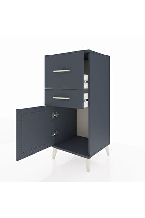 Hyperion Komodin 2 Çekmeceli Tek Kapaklı 44x44x106 Antrasit-Antrasit