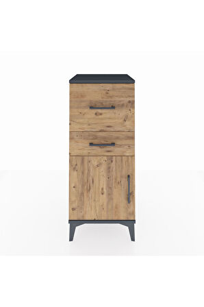 Hyperion Komodin 2 Çekmeceli Tek Kapaklı 44x44x106 Antrasit-Çam