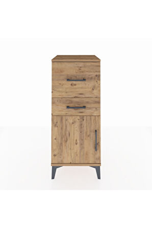 Hyperion Komodin 2 Çekmeceli Tek Kapaklı 44x44x106 Çam-Çam