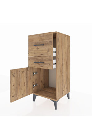 Hyperion Komodin 2 Çekmeceli Tek Kapaklı 44x44x106 Çam-Çam