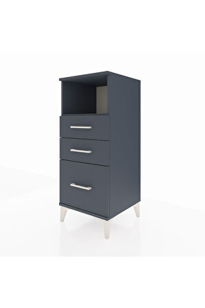 Hyperion Komodin Tek Raflı 3 Çekmeceli 44x44x106 Antrasit-Antrasit