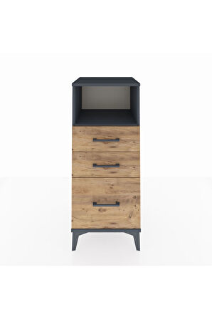 Hyperion Komodin Tek Raflı 3 Çekmeceli 44x44x106 Antrasit-Çam