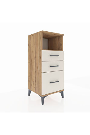 Hyperion Komodin Tek Raflı 3 Çekmeceli 44x44x106 Çam-Aytaşı