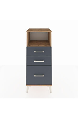 Hyperion Komodin Tek Raflı 3 Çekmeceli 44x44x106 Çam-Antrasit