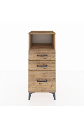 Hyperion Komodin Tek Raflı 3 Çekmeceli 44x44x106 Çam-Çam