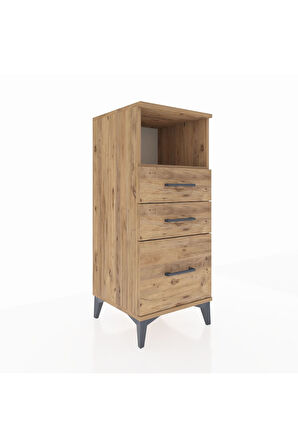 Hyperion Komodin Tek Raflı 3 Çekmeceli 44x44x106 Çam-Çam