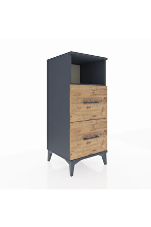 Hyperion Komodin Tek Raflı 2 Çekmeceli 44x44x106 Antrasit-Çam