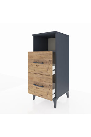 Hyperion Komodin Tek Raflı 2 Çekmeceli 44x44x106 Antrasit-Çam