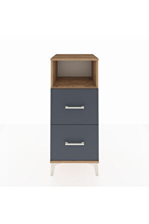 Hyperion Komodin Tek Raflı 2 Çekmeceli 44x44x106 Çam-Antrasit