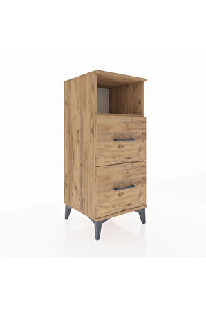 Hyperion Komodin Tek Raflı 2 Çekmeceli 44x44x106 Çam-Çam