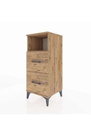 Hyperion Komodin Tek Raflı 2 Çekmeceli 44x44x106 Çam-Çam