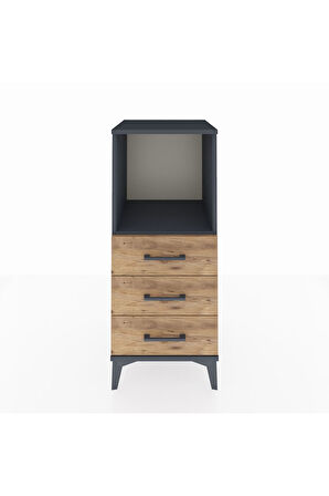Hyperion Komodin Tek Raflı 3 Çekmeceli 44x44x106 Antrasit-Çam