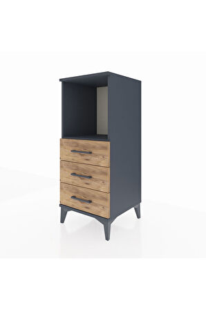 Hyperion Komodin Tek Raflı 3 Çekmeceli 44x44x106 Antrasit-Çam