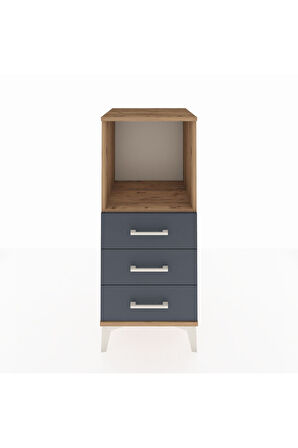 Hyperion Komodin Tek Raflı 3 Çekmeceli 44x44x106 Çam-Antrasit