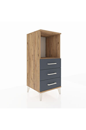 Hyperion Komodin Tek Raflı 3 Çekmeceli 44x44x106 Çam-Antrasit